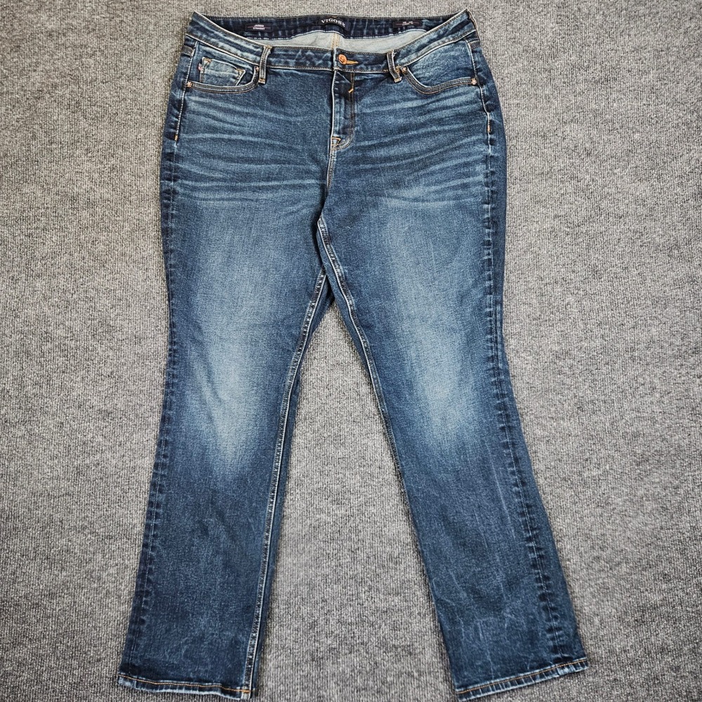 Vigoss Jagger Straight Jeans Women's‎ 16 Dark Wash Classic Fit Stretch Mid Rise